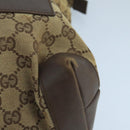 GUCCI GG Canvas Tote Bag Beige Silver 019 0402 Auth 104714-9