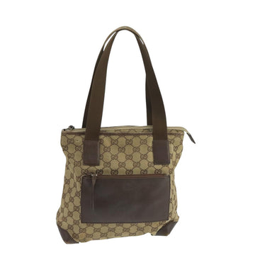 GUCCI GG Canvas Tote Bag Beige Silver 019 0402 Auth 104714