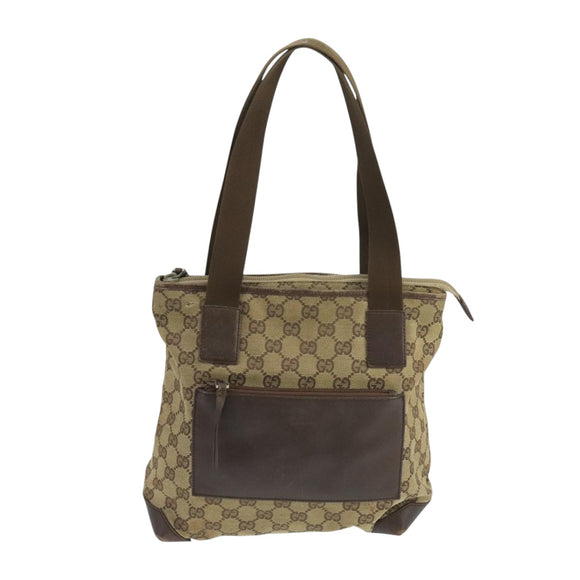 GUCCI GG Canvas Tote Bag Beige Silver 019 0402 Auth 104714