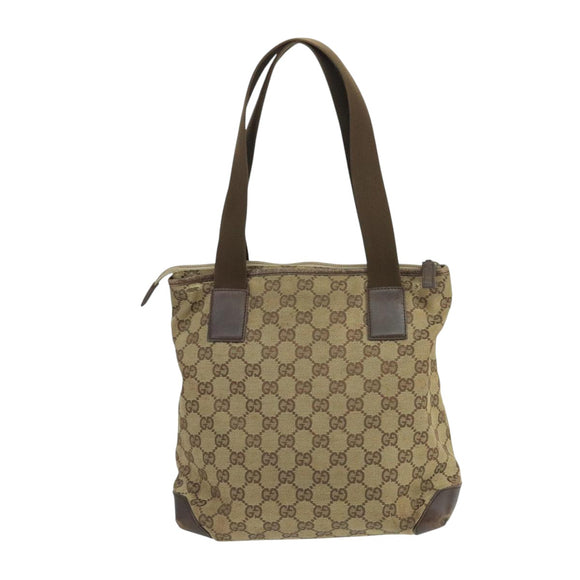 GUCCI GG Canvas Tote Bag Beige Silver 019 0402 Auth 104714