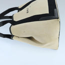 BALENCIAGA Navy Cabas S Tote Bag Canvas Leather Beige Black 339933 Auth 104736-4