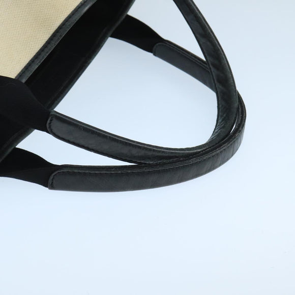 BALENCIAGA Navy Cabas S Tote Bag Canvas Leather Beige Black 339933 Auth 104736