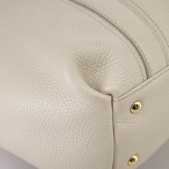 MCM Tote Bag Leather White Auth 104772