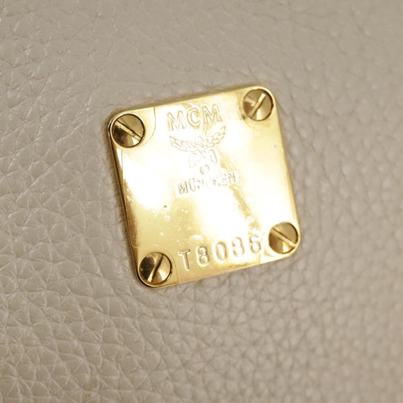 MCM Tote Bag Leather White Auth 104772