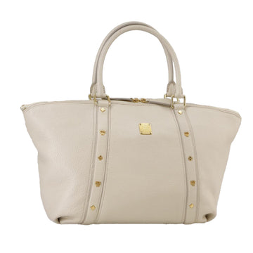 MCM Tote Bag Leather White Auth 104772