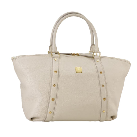 MCM Tote Bag Leather White Auth 104772