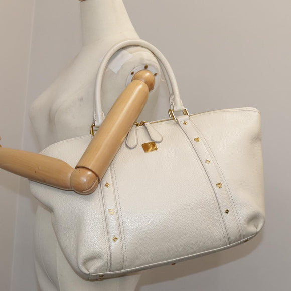MCM Tote Bag Leather White Auth 104772