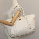 MCM Tote Bag Leather White Auth 104772-23