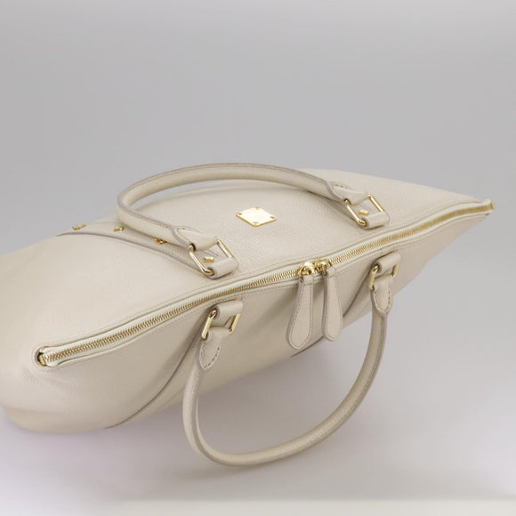 MCM Tote Bag Leather White Auth 104772