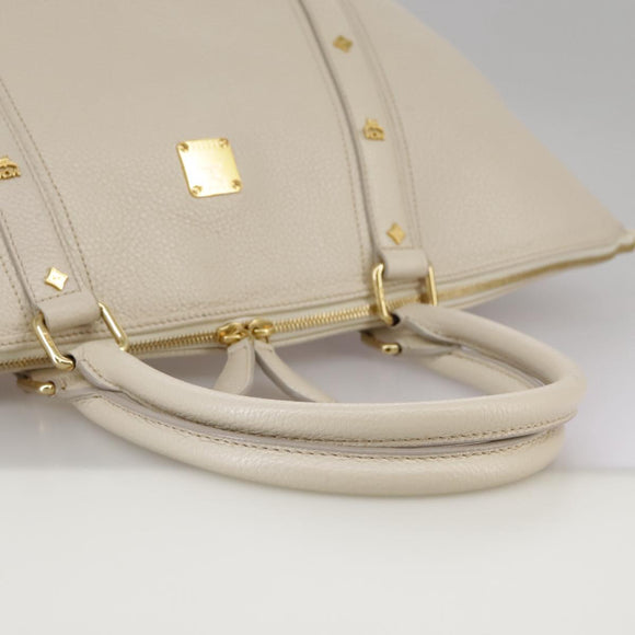 MCM Tote Bag Leather White Auth 104772