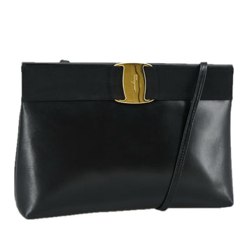 Salvatore Ferragamo Vala Shoulder Bag Leather Black Auth 104804