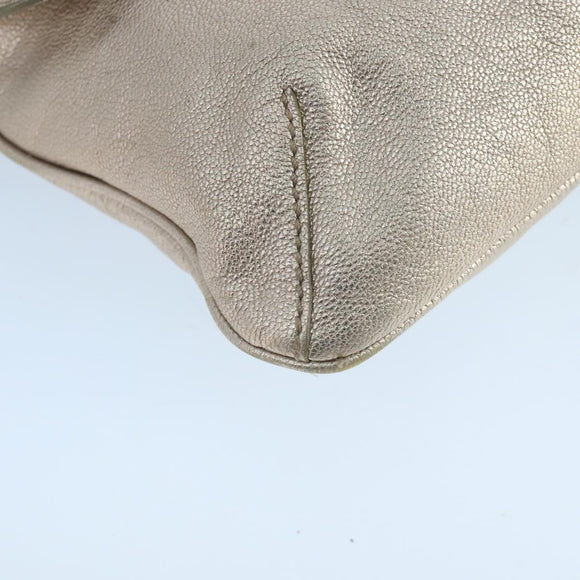 Salvatore Ferragamo Vala Shoulder Bag Leather Champagne Gold Auth 104964