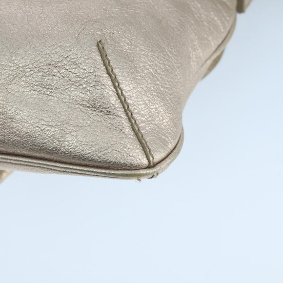 Salvatore Ferragamo Vala Shoulder Bag Leather Champagne Gold Auth 104964