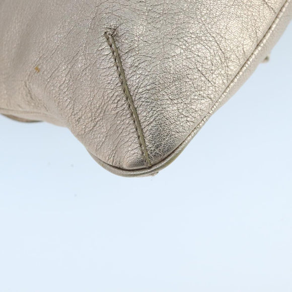 Salvatore Ferragamo Vala Shoulder Bag Leather Champagne Gold Auth 104964