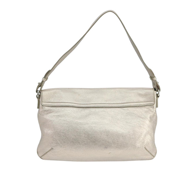 Salvatore Ferragamo Vala Shoulder Bag Leather Champagne Gold Auth 104964