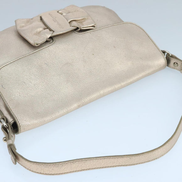 Salvatore Ferragamo Vala Shoulder Bag Leather Champagne Gold Auth 104964