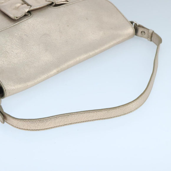 Salvatore Ferragamo Vala Shoulder Bag Leather Champagne Gold Auth 104964