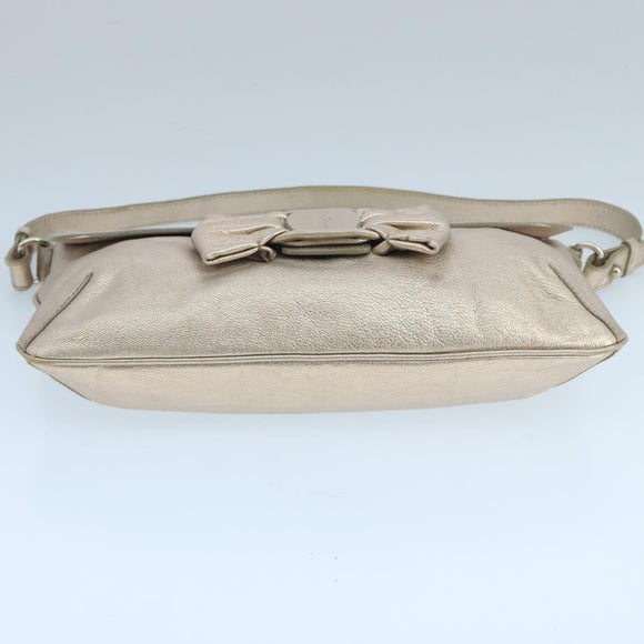 Salvatore Ferragamo Vala Shoulder Bag Leather Champagne Gold Auth 104964