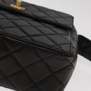 CHANEL Matelasse Shoulder Bag Lamb Skin Black Gold CC Auth 104998A-10