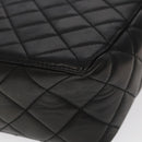 CHANEL Matelasse Shoulder Bag Lamb Skin Black Gold CC Auth 104998A-12