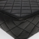 CHANEL Matelasse Shoulder Bag Lamb Skin Black Gold CC Auth 104998A-13