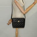 CHANEL Matelasse Shoulder Bag Lamb Skin Black Gold CC Auth 104998A-25