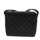 CHANEL Matelasse Shoulder Bag Lamb Skin Black Gold CC Auth 104998A-3