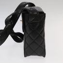 CHANEL Matelasse Shoulder Bag Lamb Skin Black Gold CC Auth 104998A-4