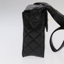 CHANEL Matelasse Shoulder Bag Lamb Skin Black Gold CC Auth 104998A-5