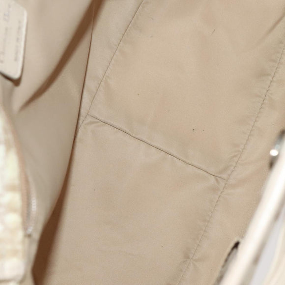Christian Dior Trotter Canvas Romantic Shoulder Bag PVC Beige Silver Auth 105054