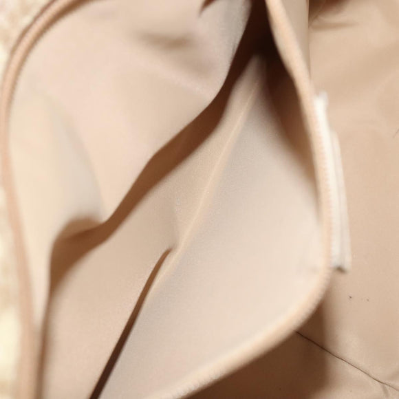 Christian Dior Trotter Canvas Romantic Shoulder Bag PVC Beige Silver Auth 105054