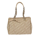 Christian Dior Trotter Canvas Romantic Shoulder Bag PVC Beige Silver Auth 105054-13