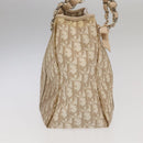 Christian Dior Trotter Canvas Romantic Shoulder Bag PVC Beige Silver Auth 105054-4
