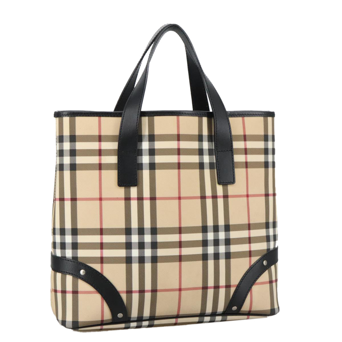 BURBERRY Nova Check Tote Bag PVC Beige Auth 105072