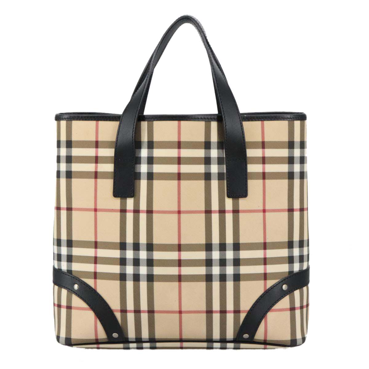 BURBERRY Nova Check Tote Bag PVC Beige Auth 105072