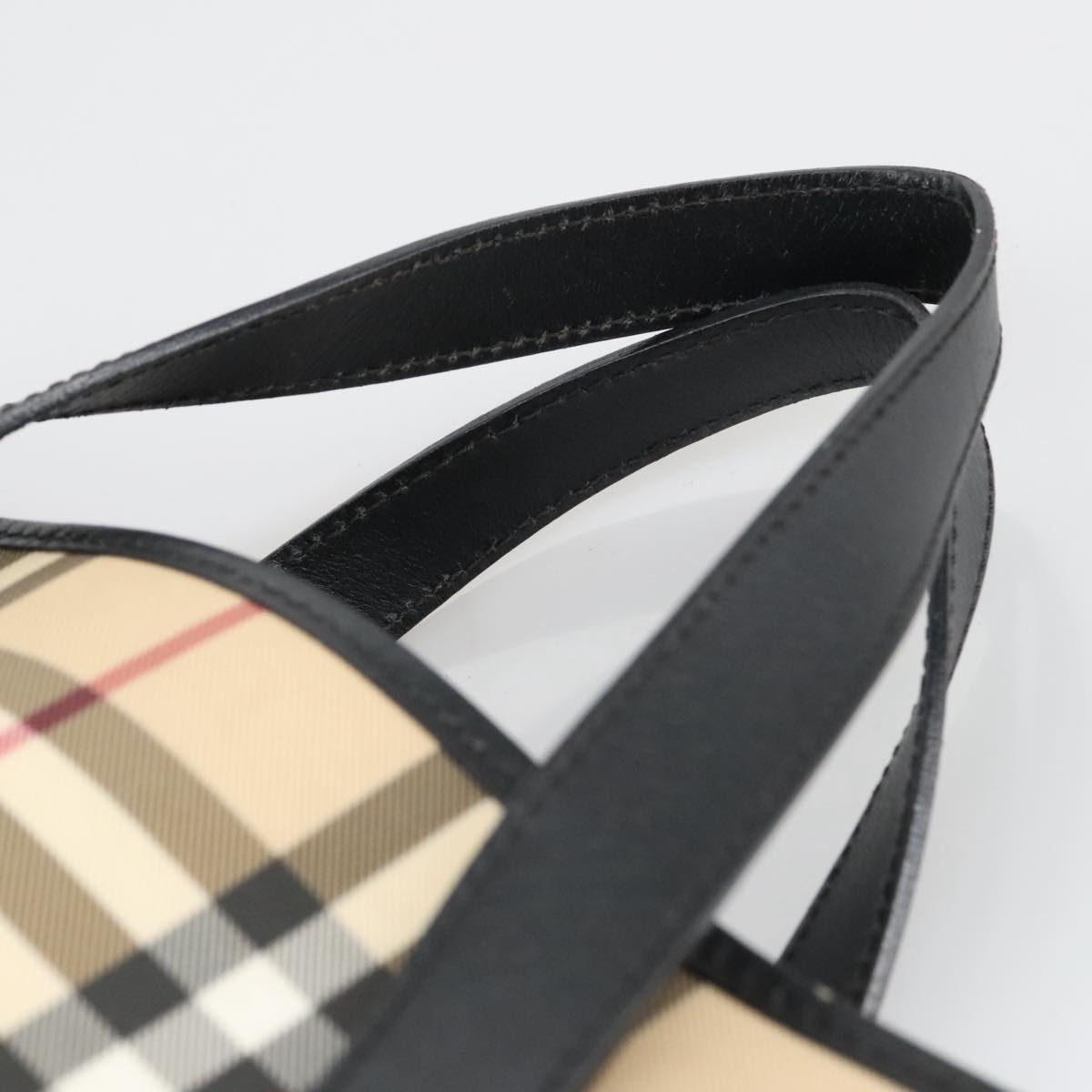 BURBERRY Nova Check Tote Bag PVC Beige Auth 105072