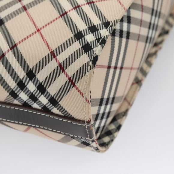 BURBERRY Nova Check Blue Label Shoulder Bag Canvas Beige Auth 105080