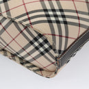 BURBERRY Nova Check Blue Label Shoulder Bag Canvas Beige Auth 105080-15
