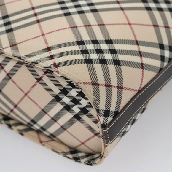BURBERRY Nova Check Blue Label Shoulder Bag Canvas Beige Auth 105080