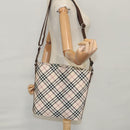 BURBERRY Nova Check Blue Label Shoulder Bag Canvas Beige Auth 105080-18