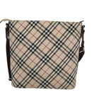 BURBERRY Nova Check Blue Label Shoulder Bag Canvas Beige Auth 105080-2