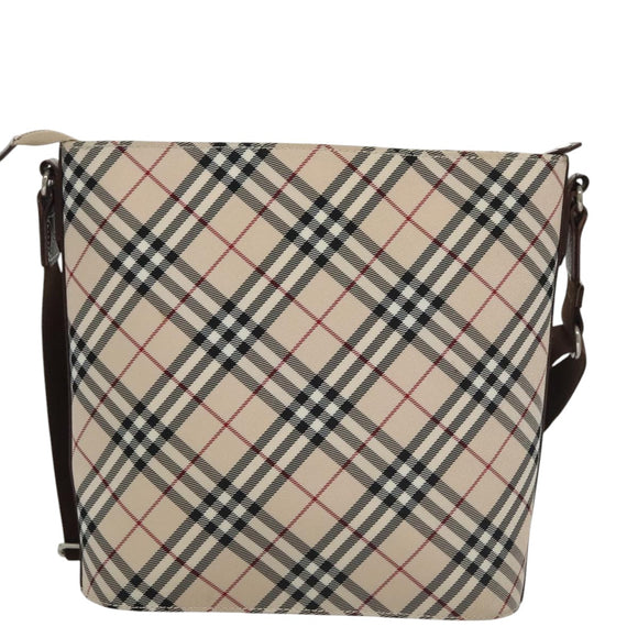BURBERRY Nova Check Blue Label Shoulder Bag Canvas Beige Auth 105080