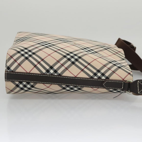 BURBERRY Nova Check Blue Label Shoulder Bag Canvas Beige Auth 105080