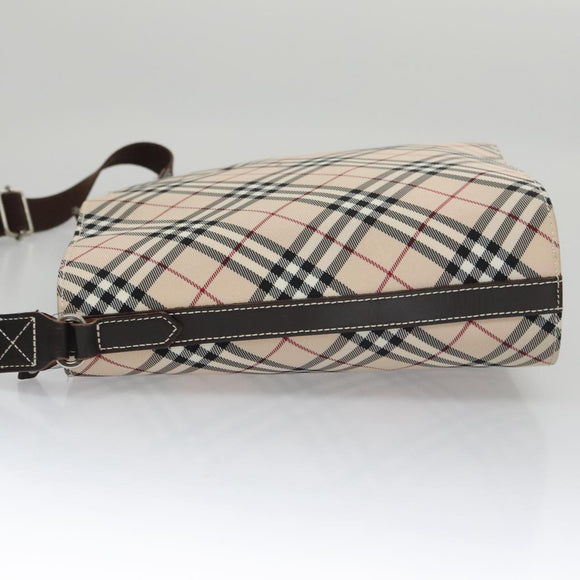 BURBERRY Nova Check Blue Label Shoulder Bag Canvas Beige Auth 105080