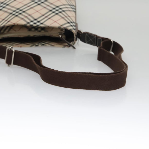 BURBERRY Nova Check Blue Label Shoulder Bag Canvas Beige Auth 105080