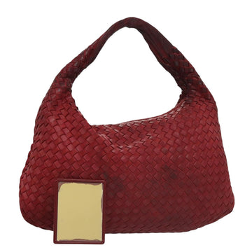 BOTTEGA VENETA Hobo Shoulder Bag Leather Red Auth 105087