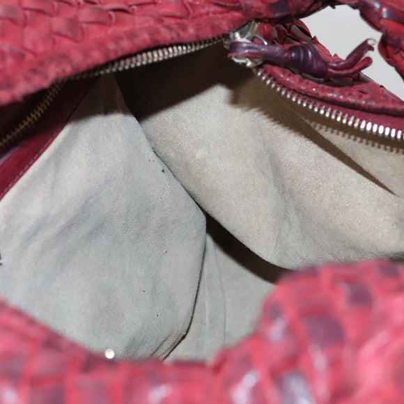 BOTTEGA VENETA Hobo Shoulder Bag Leather Red Auth 105087