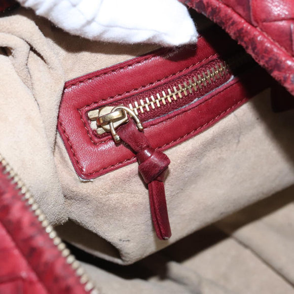BOTTEGA VENETA Hobo Shoulder Bag Leather Red Auth 105087