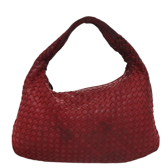 BOTTEGA VENETA Hobo Shoulder Bag Leather Red Auth 105087