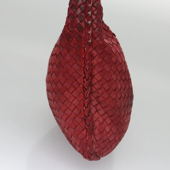 BOTTEGA VENETA Hobo Shoulder Bag Leather Red Auth 105087